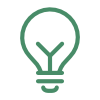 Green icon of a light bulb symbolizing consultation and strategy